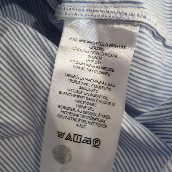 Maeve Anthropologie Blue White Striped Button-Up Shirt Womens XS Casual Chic - Picture 4 of 6